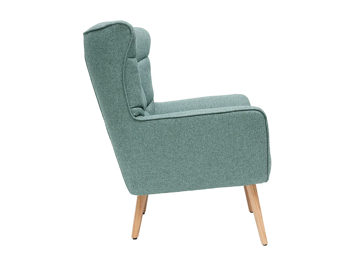 Sillón nórdico en tejido verde y madera AVERY