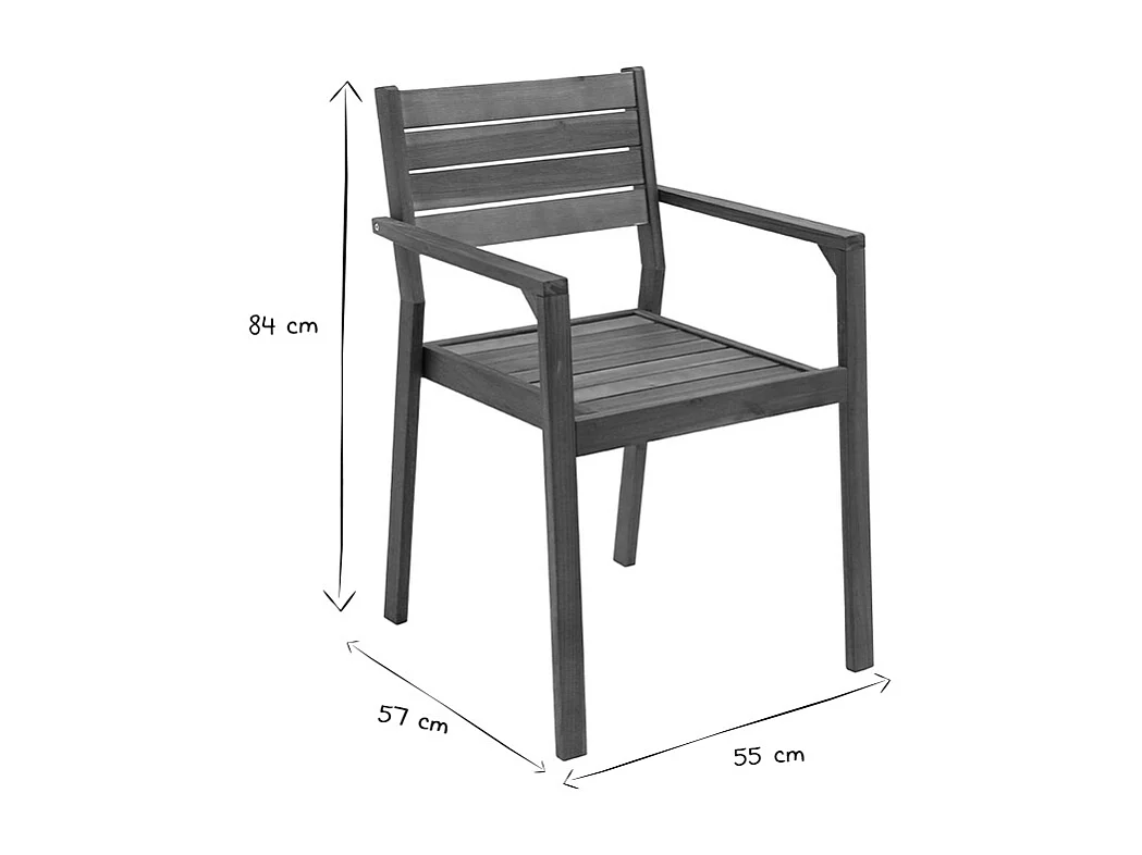 Gartensessel stapelbar aus massivem Akazienholz 2er-Set CANOPEE