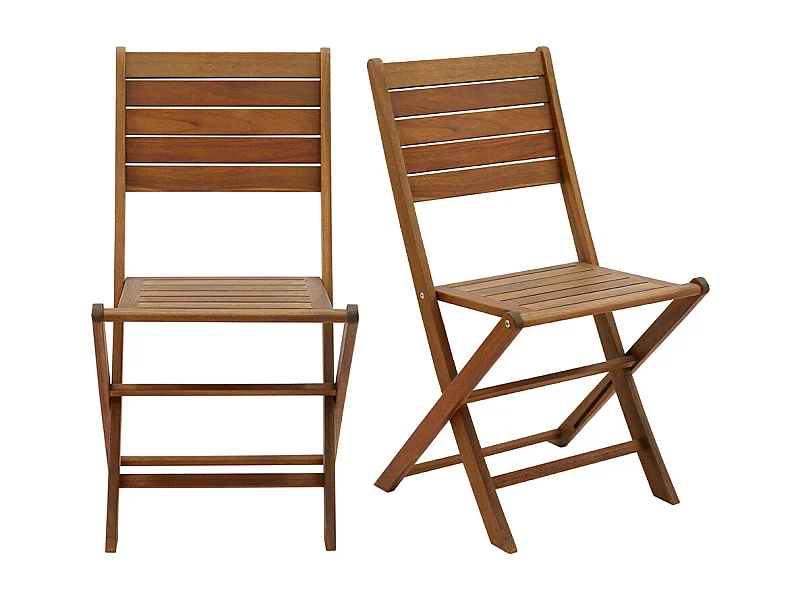 Set de 2 sillas de jardín plegables de acacia maciza CANOPEE