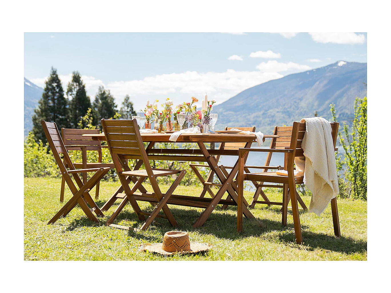 Gartenstühle klappbar aus massivem Akazienholz 2er-Set CANOPEE