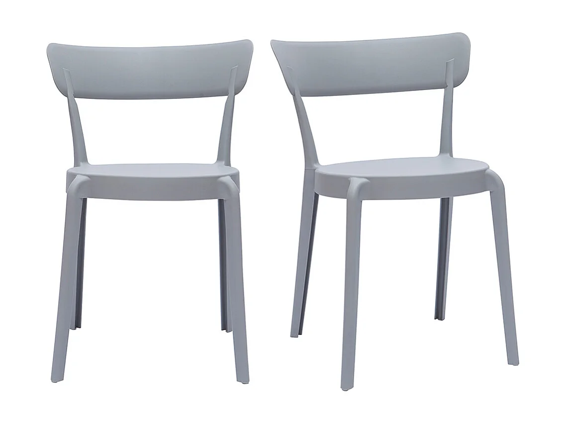 Set de 2 sillas apilables de plástico gris para interior/exterior RIOS