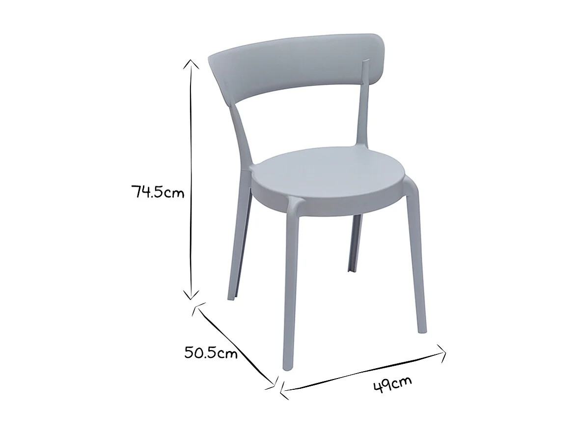 Set de 2 sillas apilables de plástico gris para interior/exterior RIOS