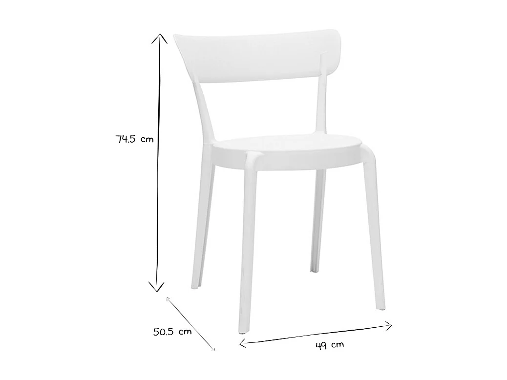 Chaises design blanches empilables intérieur - extérieur (lot de 2) RIOS