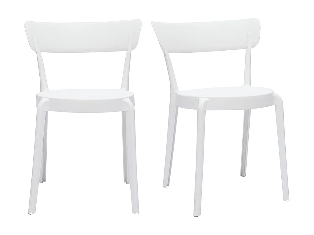 Chaises design blanches empilables intérieur - extérieur (lot de 2) RIOS