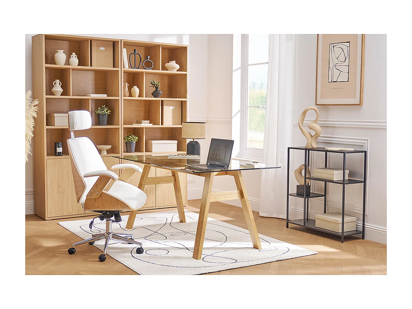 Design-Konsole aus schwarzem Metall L80 cm PODIUM