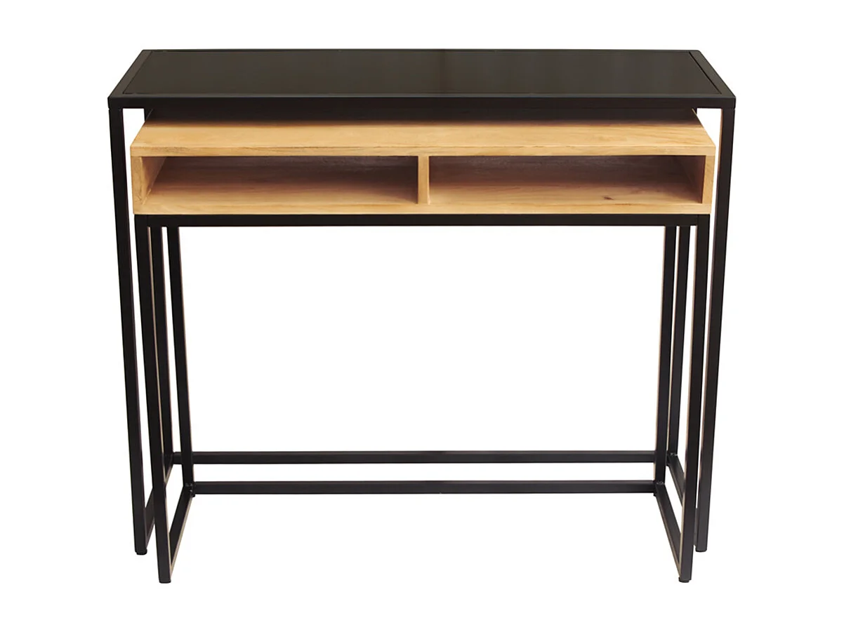 Mesa consola / escritorio de madera de mango maciza y metal 100 cm YPKA