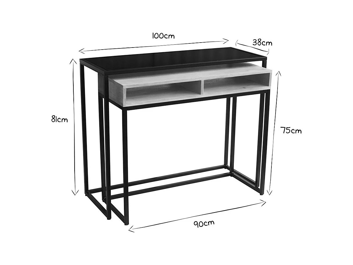 Konsole aus Mangoholz und Metall B100 cm YPKA
