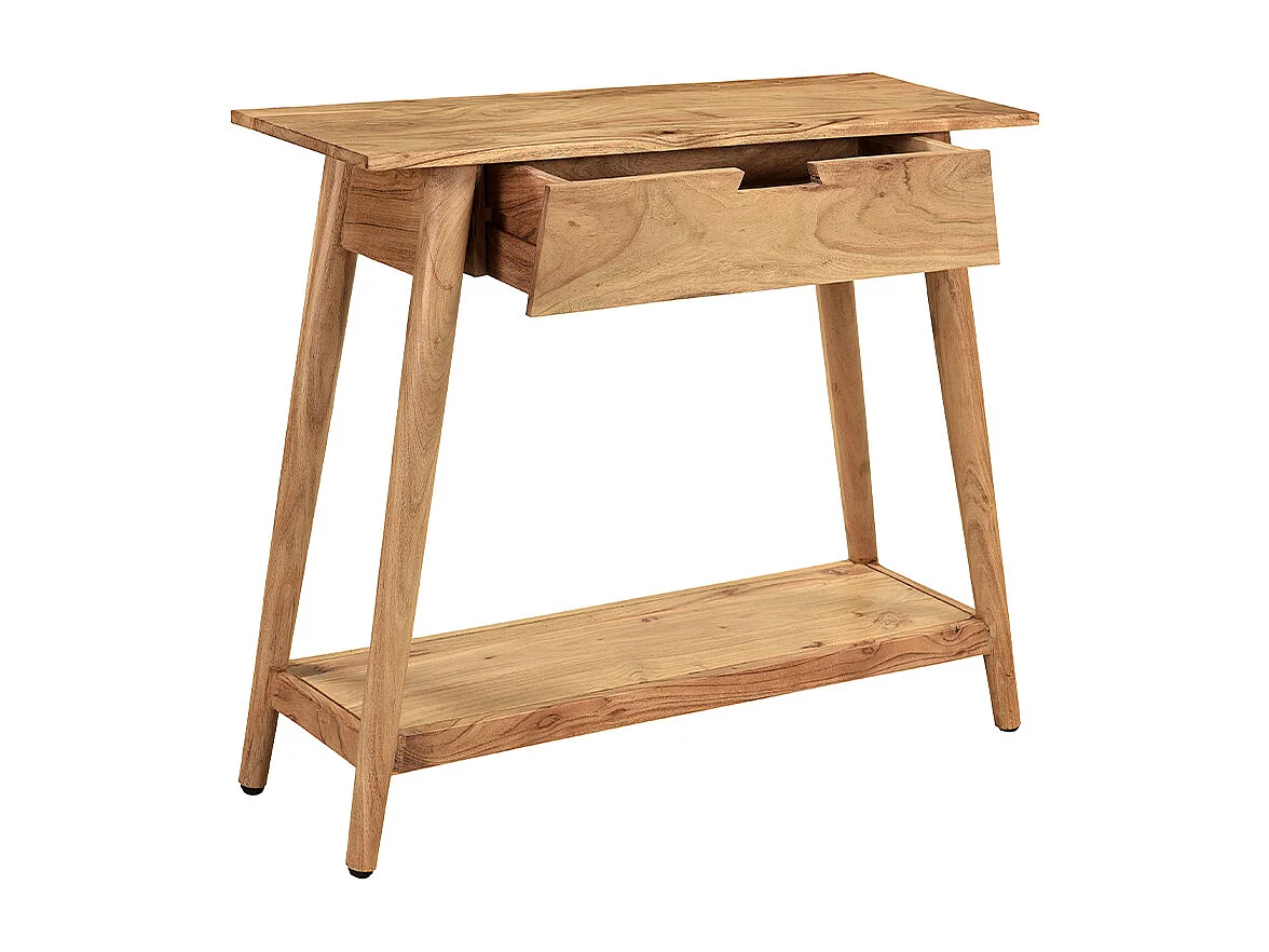 Console naturelle avec tiroir en bois massif L90 cm FRANKLIN
