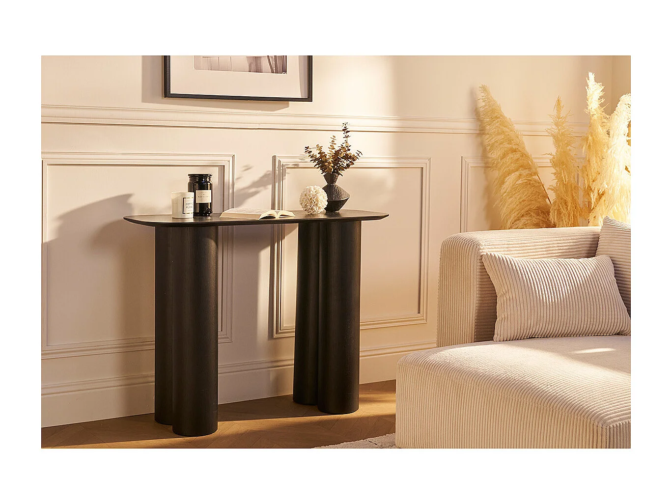 Console design en bois noir L100 cm FOLEEN