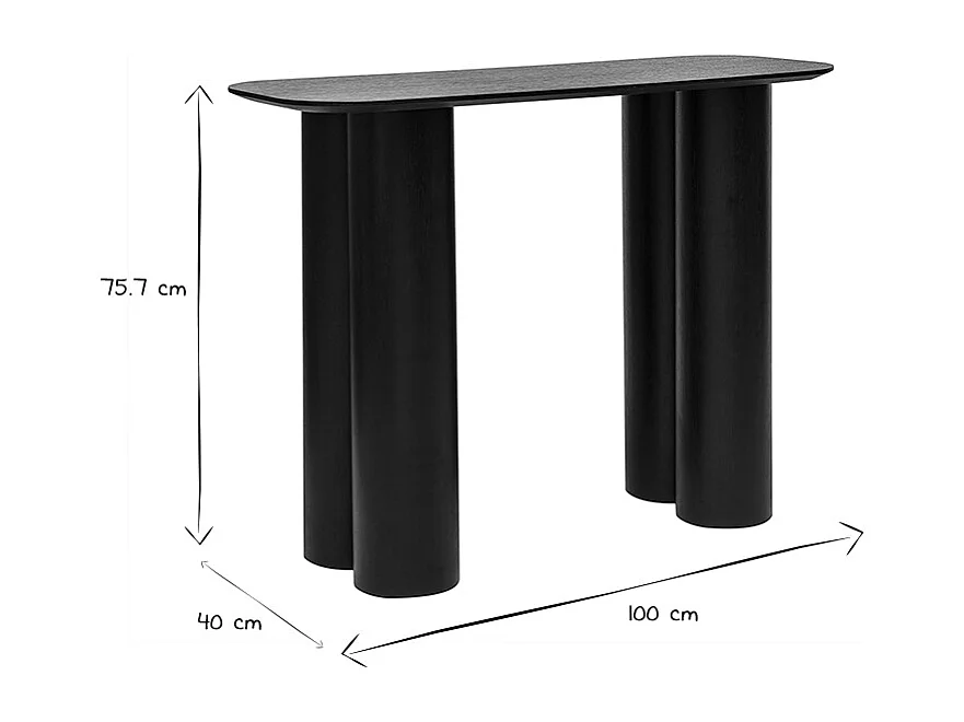 Console design en bois noir L100 cm FOLEEN