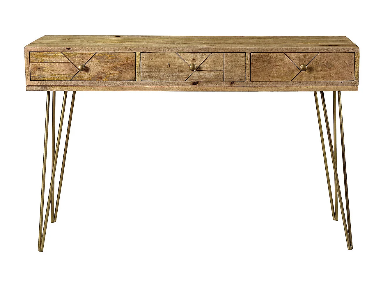 Consola en mango y metal dorado L120 cm LINIUM