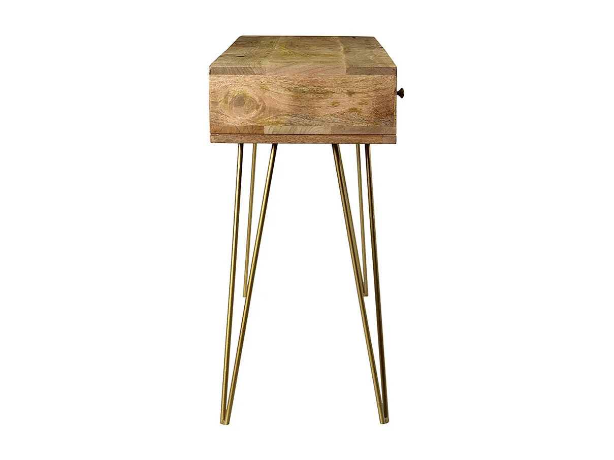 Consola en mango y metal dorado L120 cm LINIUM