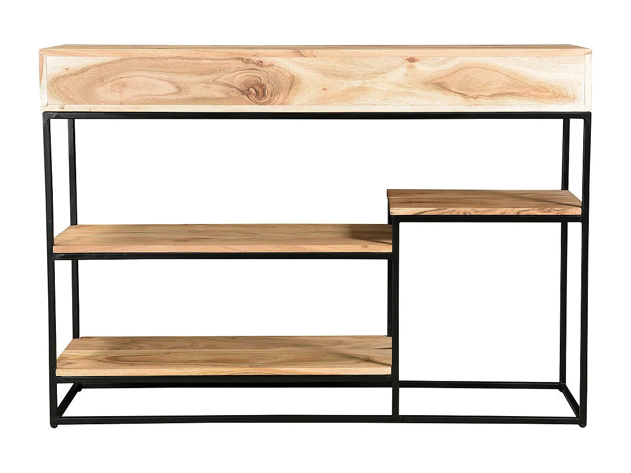 Konsole 4 Schubladen aus Akazienholz und Metall schwarz L115 cm GRENELLE