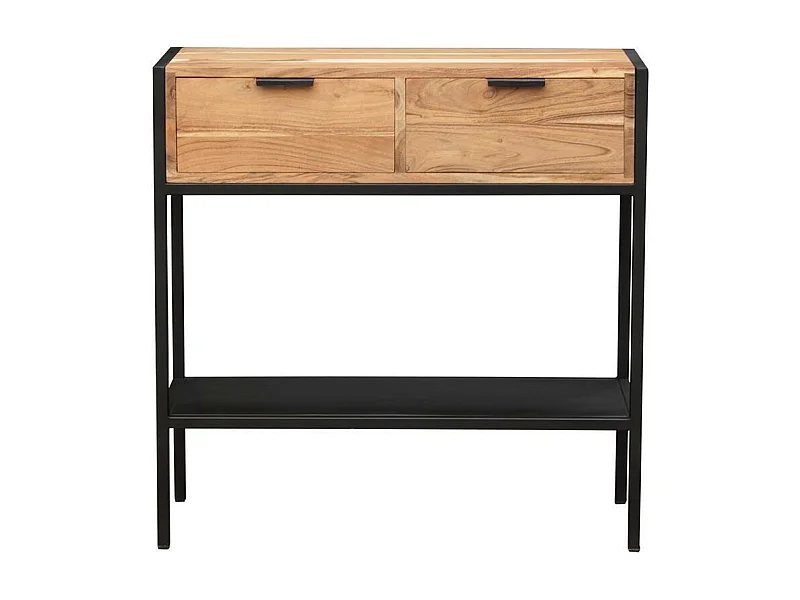 Consola en acacia y metal negro 2 cajones ARTHUS