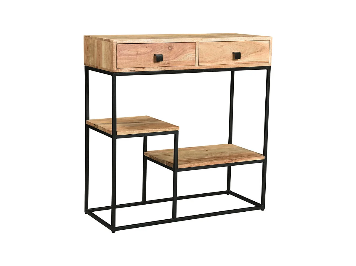 Consola 2 cajones en acacia y metal L80 cm GRENELLE