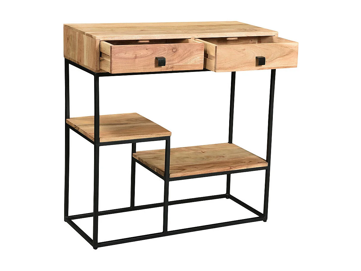 Console 2 cassetti in acacia e metallo L80 cm GRENELLE