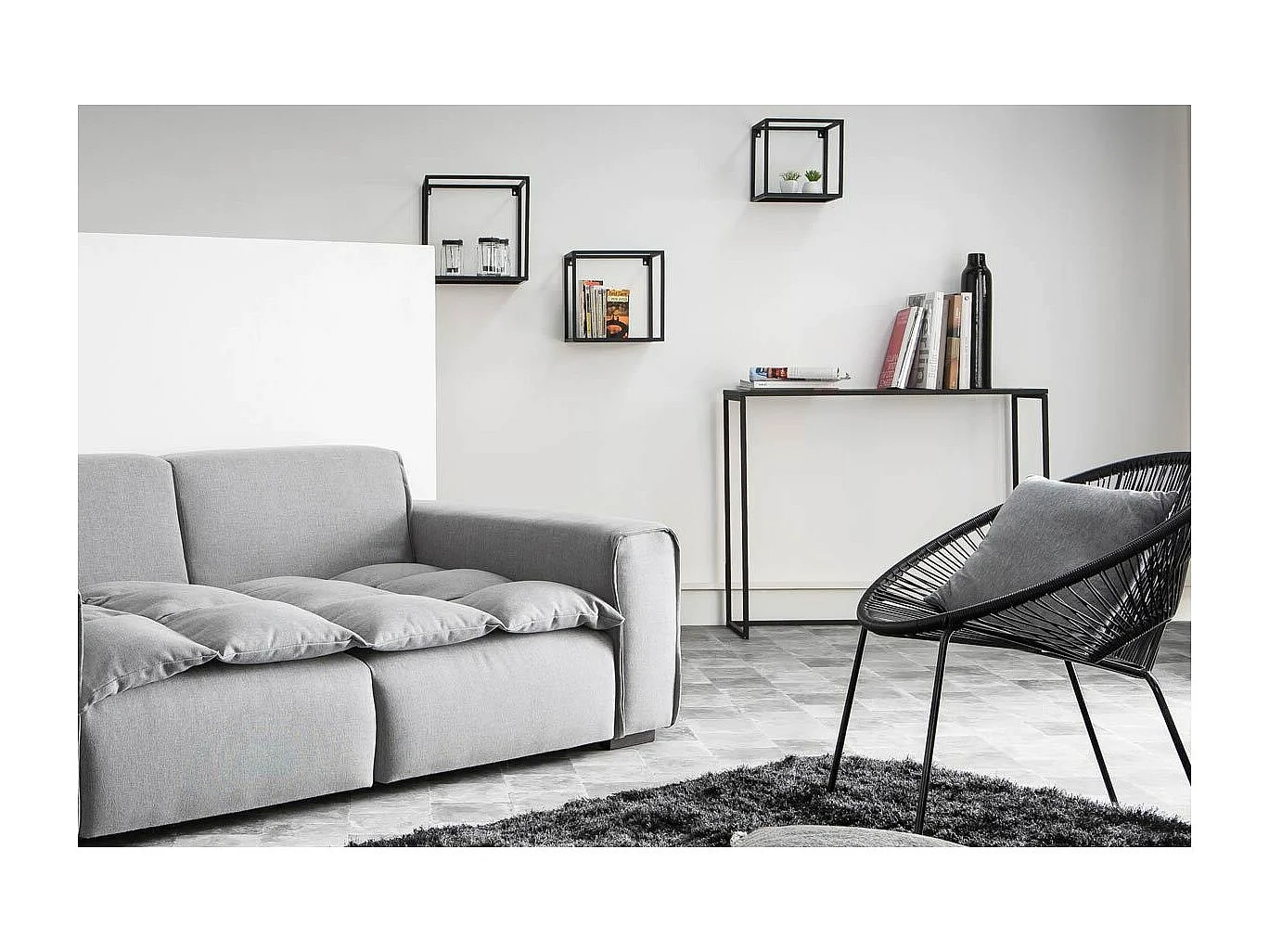 Industrielle Konsole schwarzes Metall L100 cm KARL