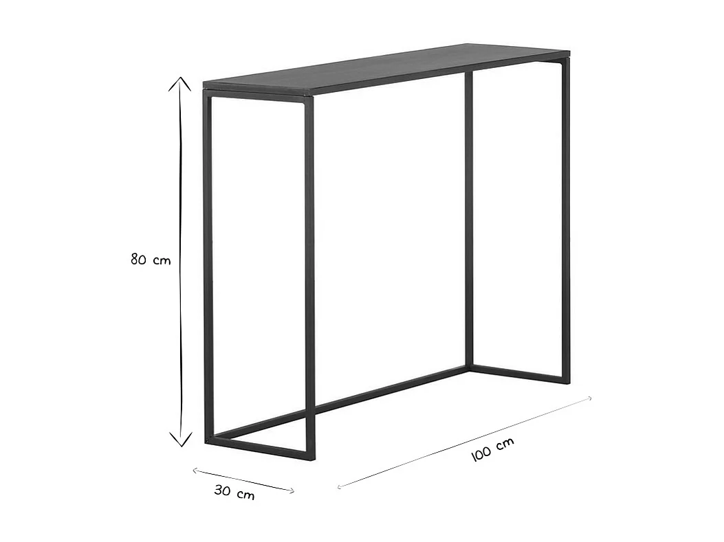 Industrielle Konsole schwarzes Metall L100 cm KARL