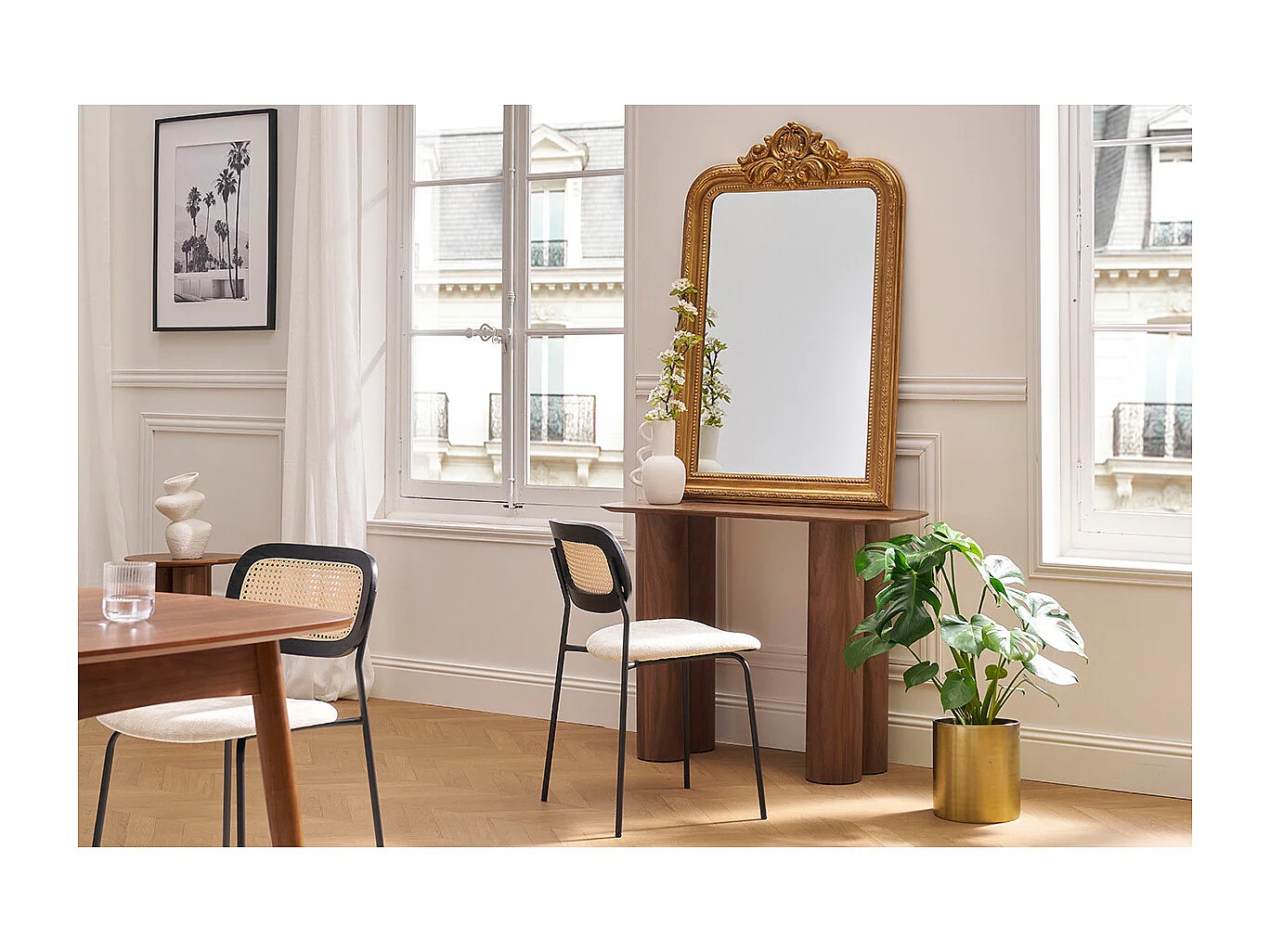 Console design en bois foncé L100 cm FOLEEN