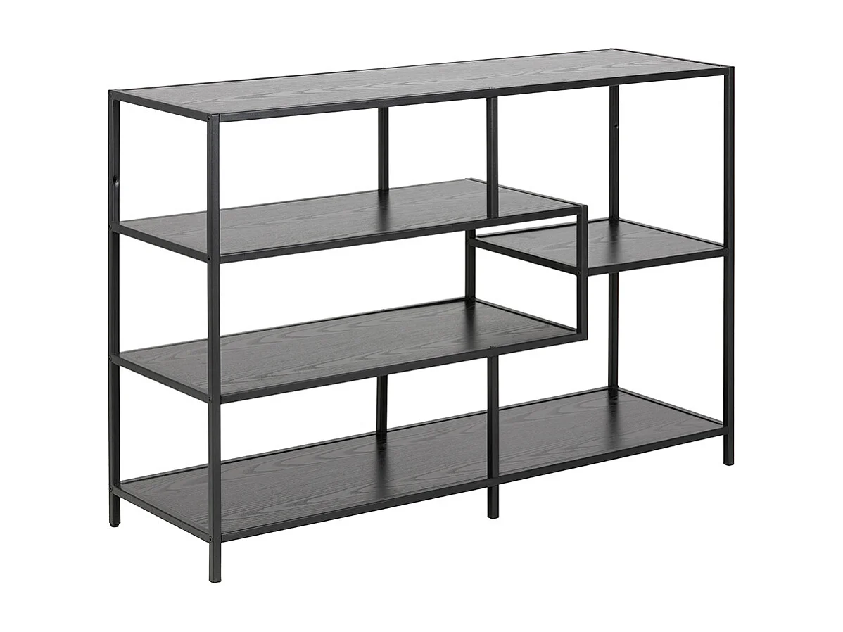 Console industriale metallo nero e legno L114 cm TRESCA