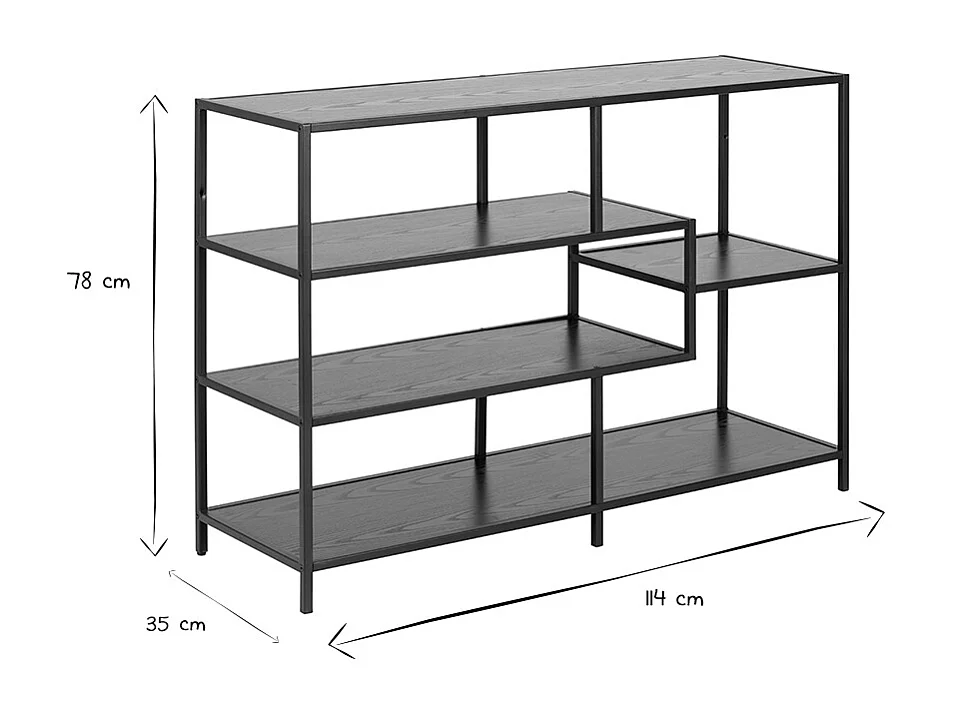 Console industriale metallo nero e legno L114 cm TRESCA