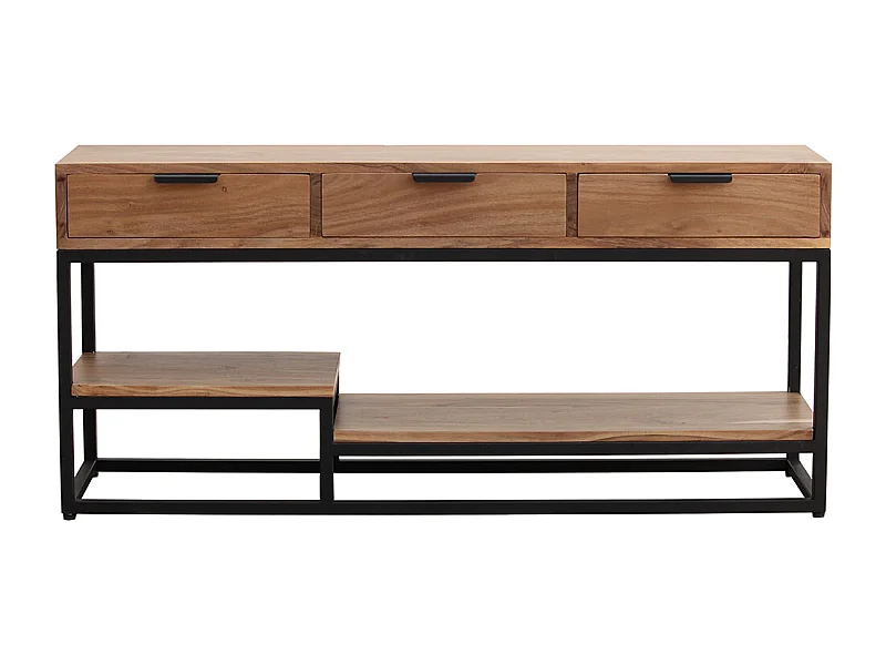 Mueble TV de acacia maciza y metal 115 cm WARREN