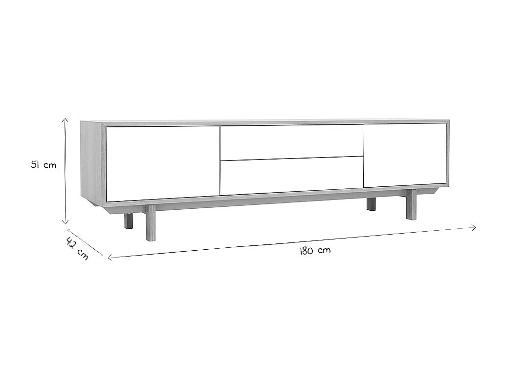 Meuble TV scandinave bois et blanc L180 cm SID