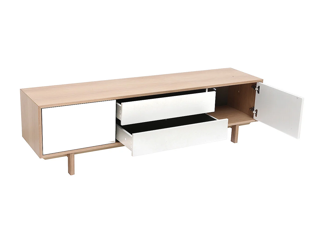 Mueble TV nórdico madera y blanco 180cm SID