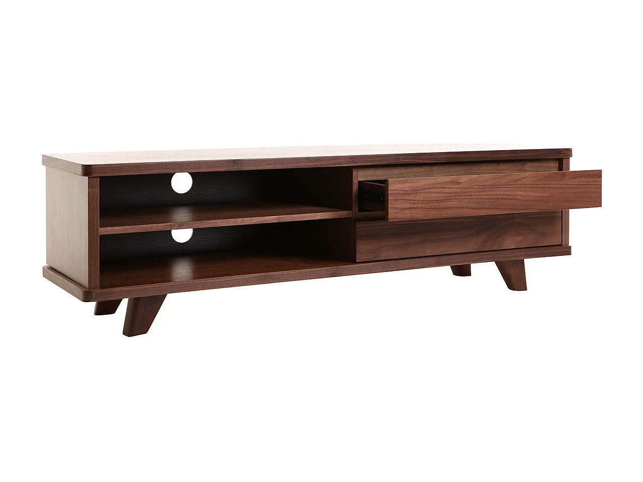 Meuble TV vintage bois foncé avec tiroirs L140 cm FIFTIES