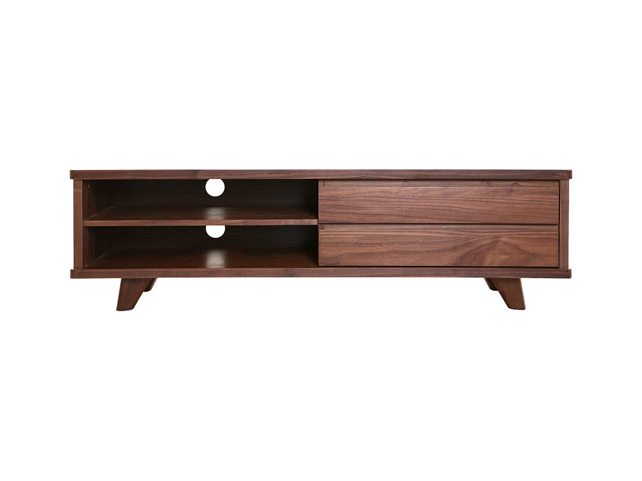 Meuble TV vintage bois foncé avec tiroirs L140 cm FIFTIES