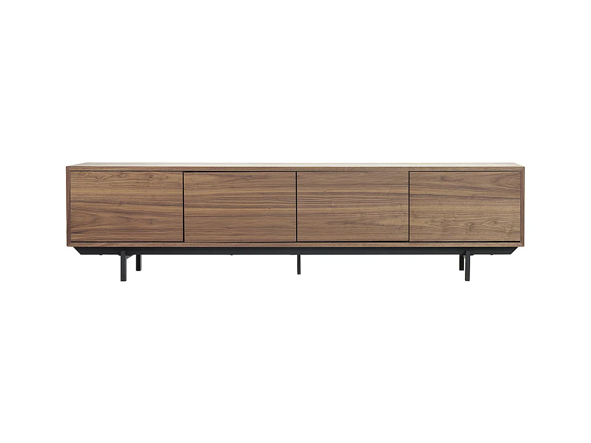 Meuble TV vintage bois foncé noyer et métal noir L200 cm MANNY