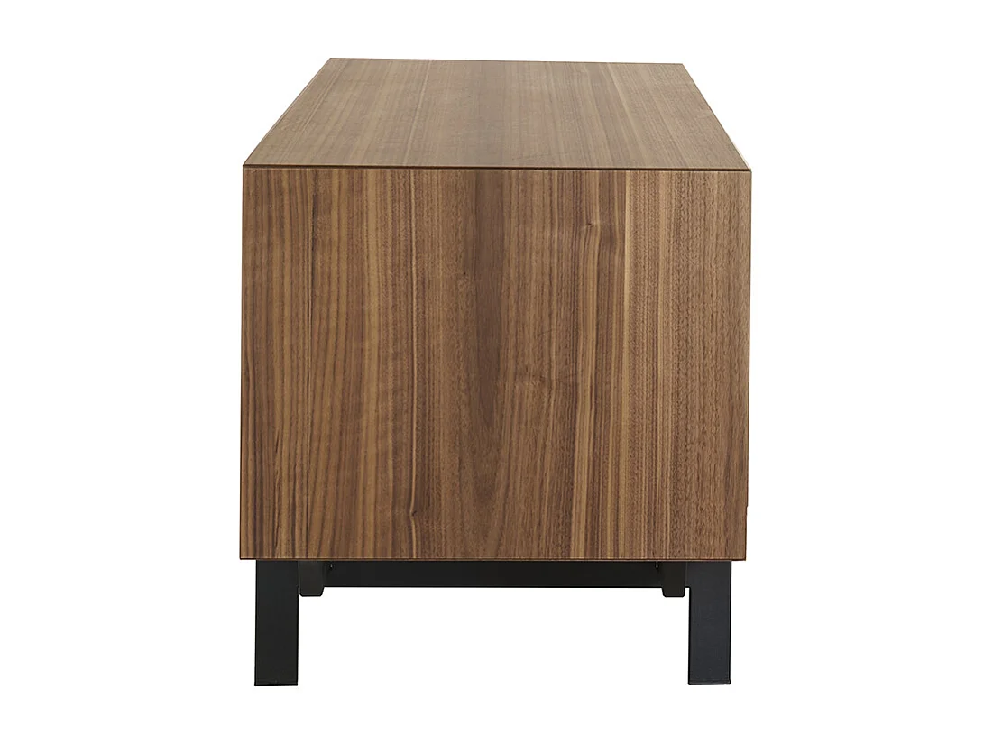 Meuble TV vintage bois foncé noyer et métal noir L200 cm MANNY