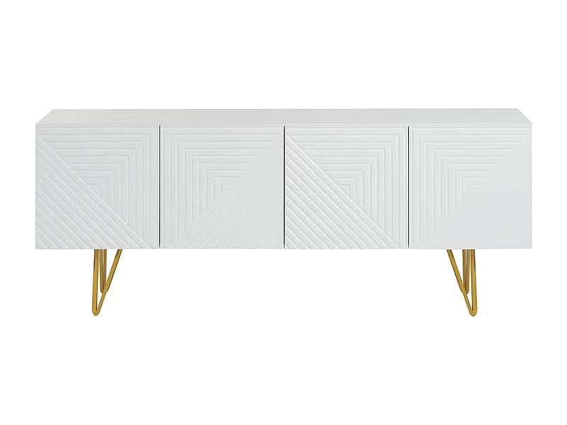 Mobile TV design con incisioni bianco e metallo dorato L140 cm OZEN