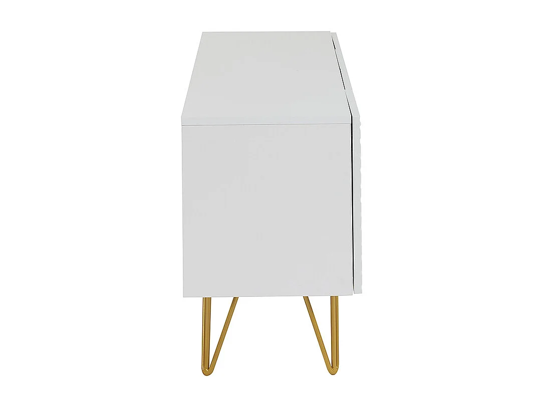 Mobile TV design con incisioni bianco e metallo dorato L140 cm OZEN