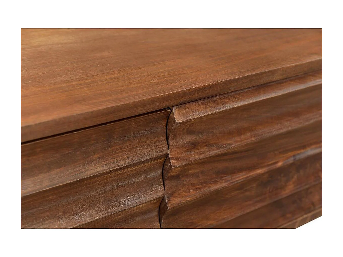 Mobile TV in legno scuro massello di mango e metallo nero 3 ante L120 cm ONDA