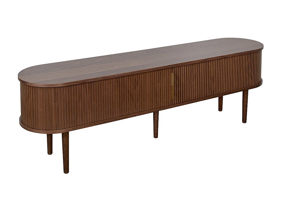 Mobile TV vintage legno scuro noce con ripiani 2 ante scorrevoli L180 cm EPIC