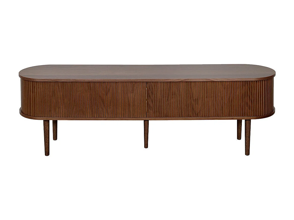 Meuble TV vintage bois foncé noyer avec rangements 2 portes coulissantes L180 cm EPIC