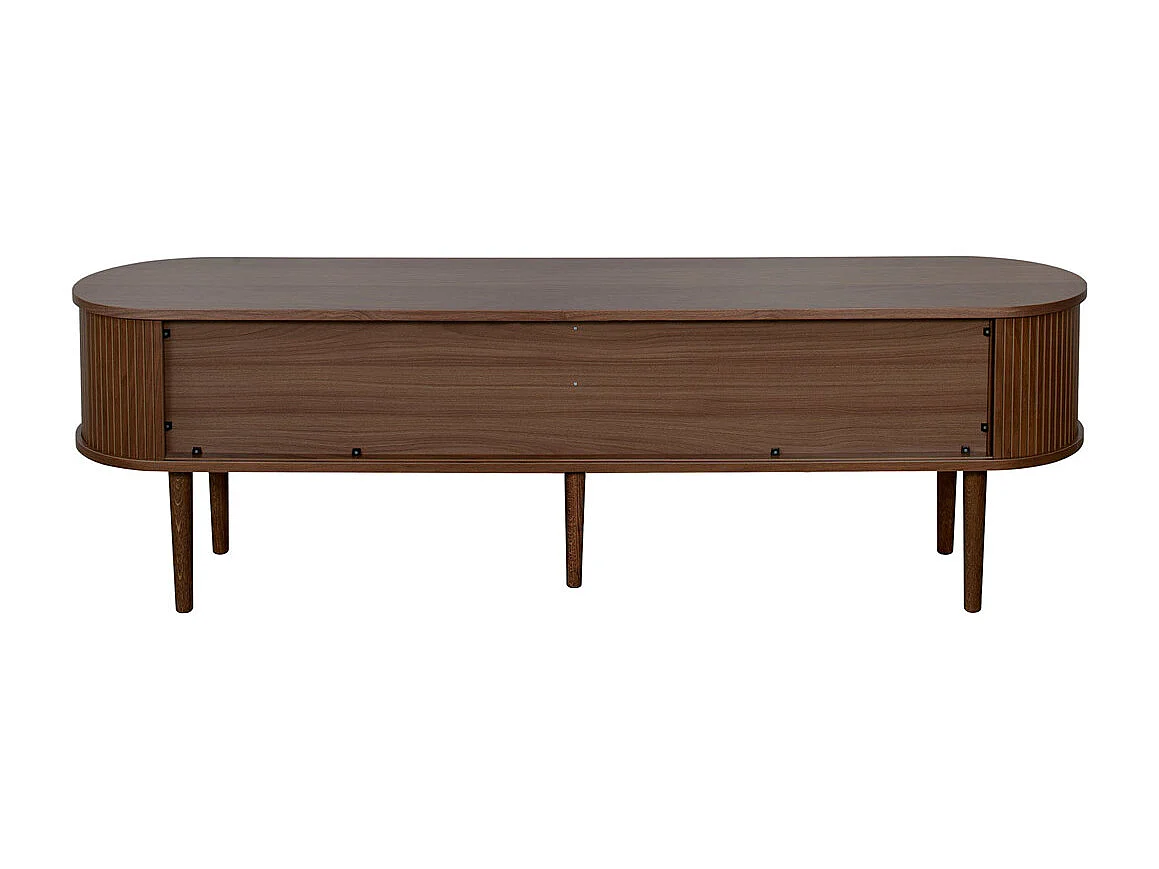 Meuble TV vintage bois foncé noyer avec rangements 2 portes coulissantes L180 cm EPIC