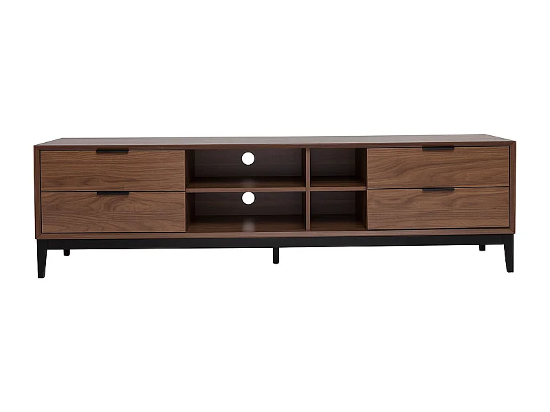 Mueble TV vintage con acabado de madera de nogal oscuro y metal negro con almacenaje 180 cm SARTO