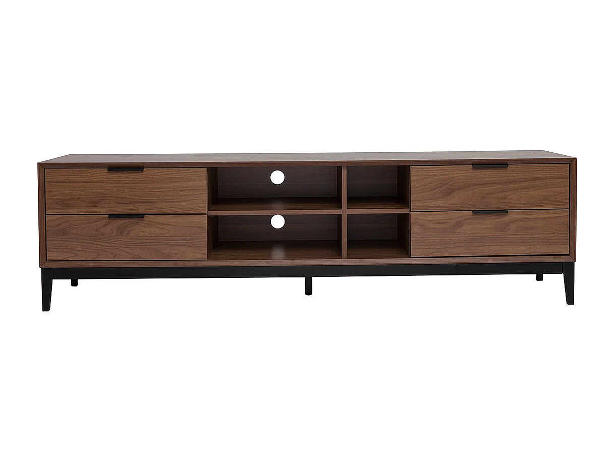 Mueble TV vintage con acabado de madera de nogal oscuro y metal negro con almacenaje 180 cm SARTO