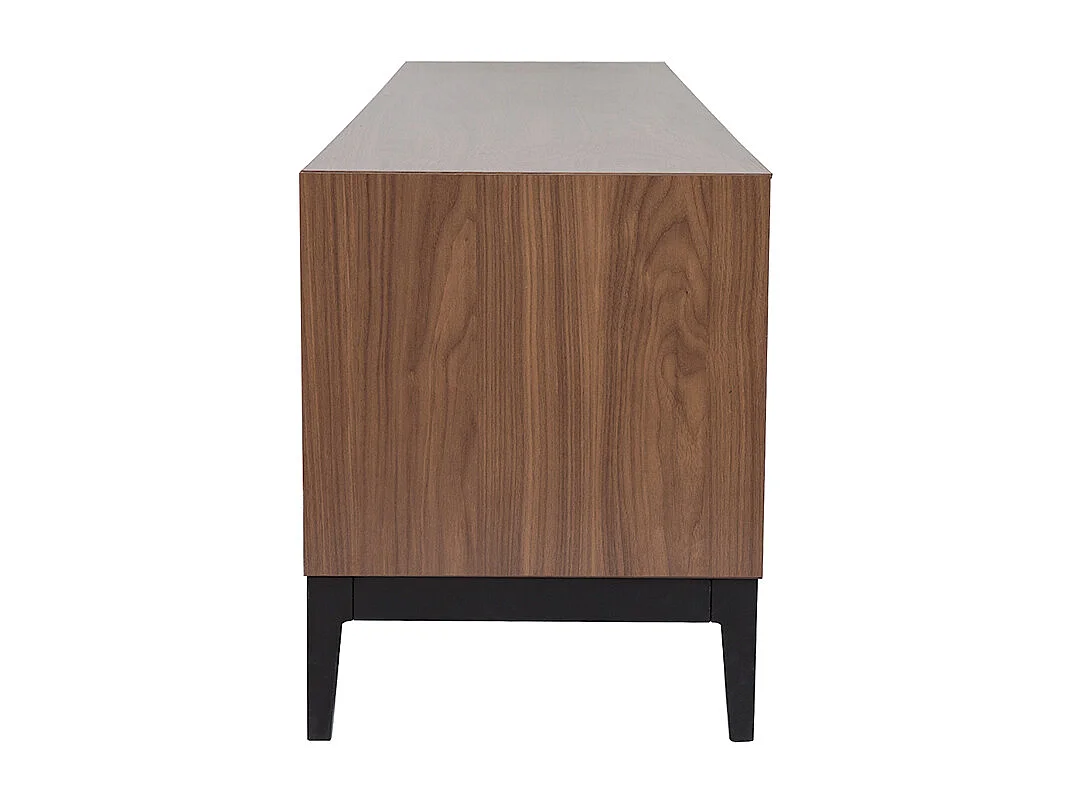 Meuble TV vintage finition bois foncé noyer et métal noir avec rangements L180 cm SARTO