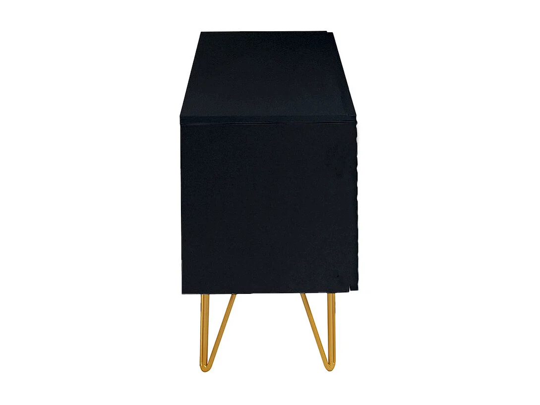 Mueble TV de diseño en negro y metal dorado 140 cm OZEN
