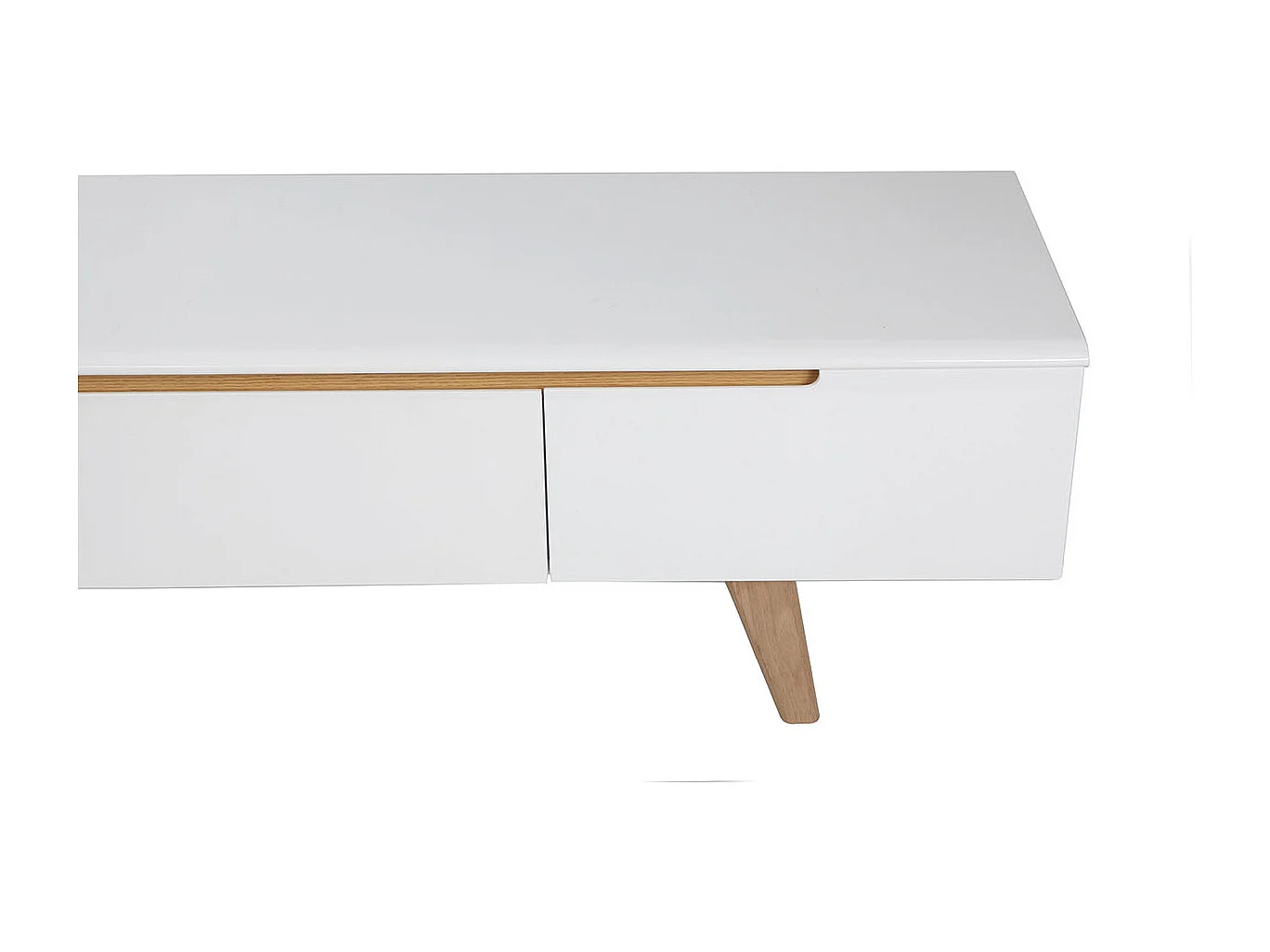 Mueble TV escandinavo blanco brillante y fresno 180cm MELKA