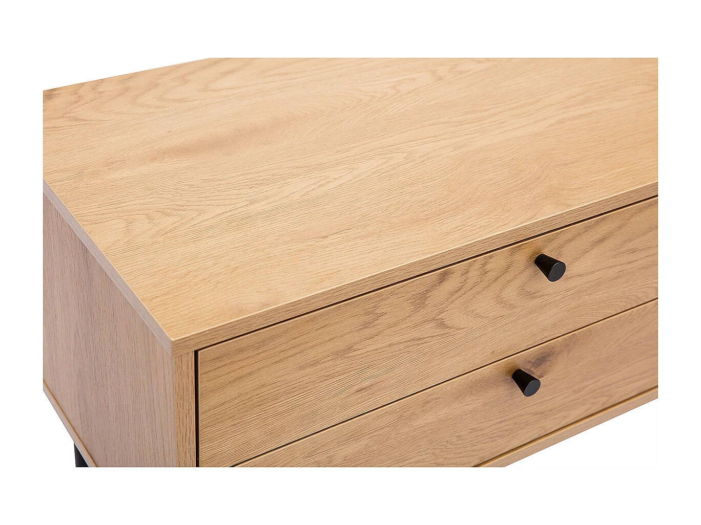 Mueble TV acabado roble claro y patas de metal negro 160 cm PERNELLE