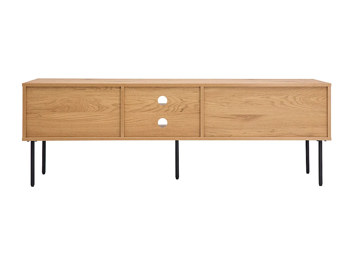 Meuble TV finition en bois clair chêne et métal noir L160 cm PERNELLE