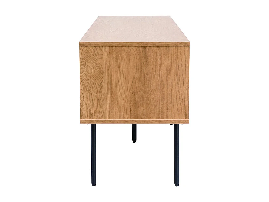 Meuble TV finition en bois clair chêne et métal noir L160 cm PERNELLE