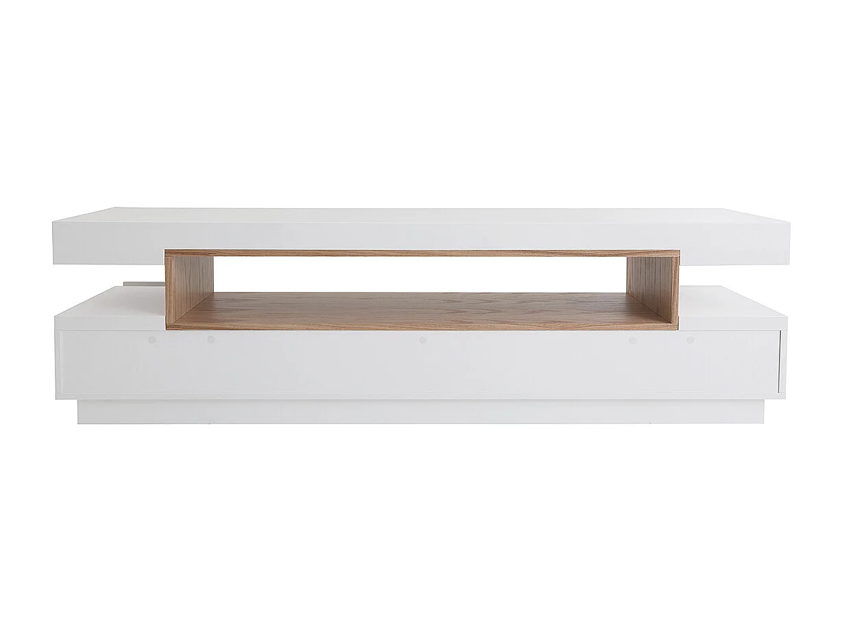 Meuble TV design blanc et bois L200 cm LIVO