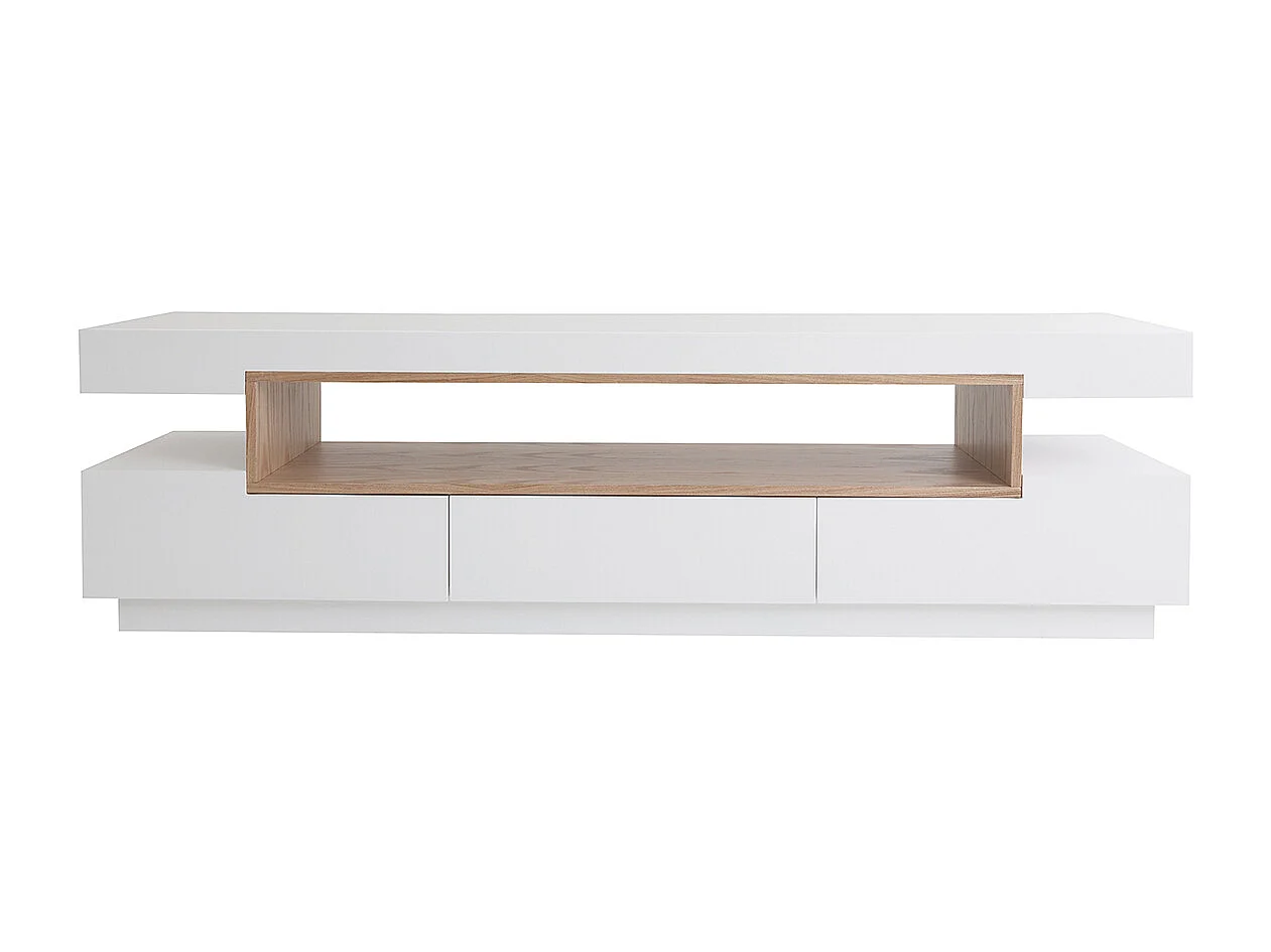 Mueble de TV de diseño blanco y madera L200 cm LIVO