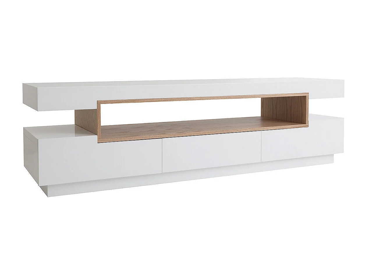 Mueble de TV de diseño blanco y madera L200 cm LIVO