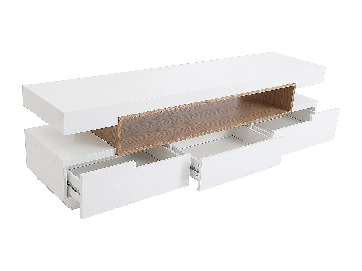 Mueble de TV de diseño blanco y madera L200 cm LIVO